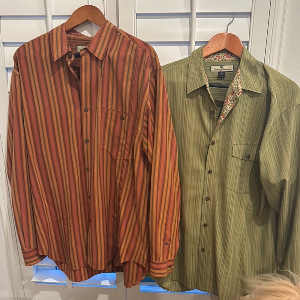 Tommy Hilfiger Casual Button Down silk Shirts in Orange and Green